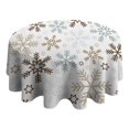 thumbnail image 4 of Light Christmas Snowflake Pattern Round Tablecloth 60"x60",Wrinkle Wipeable Table Cloth for Kitchen Dining Room Picnic Patio Party, 4 of 6