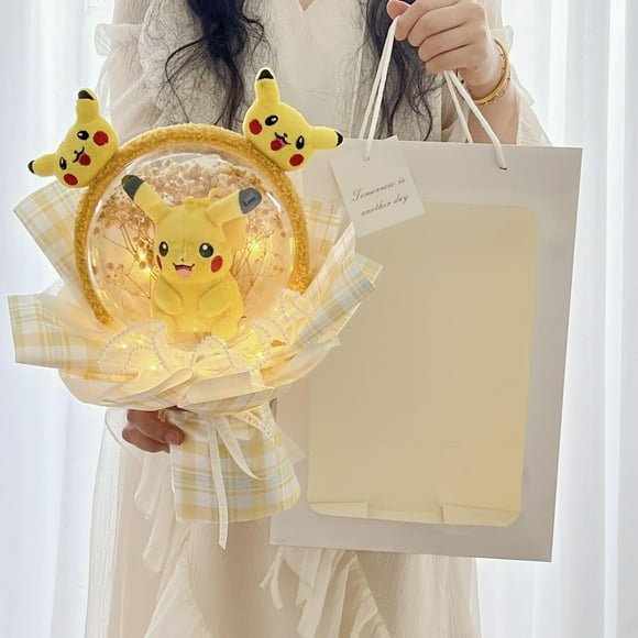 Sanrio Hello Kitty Bouquet Flowers Cinnamoroll Kuromi My Melody Pom Pom Purin Plush Toy Kawaii Light Doll Girls Graduation Gift
