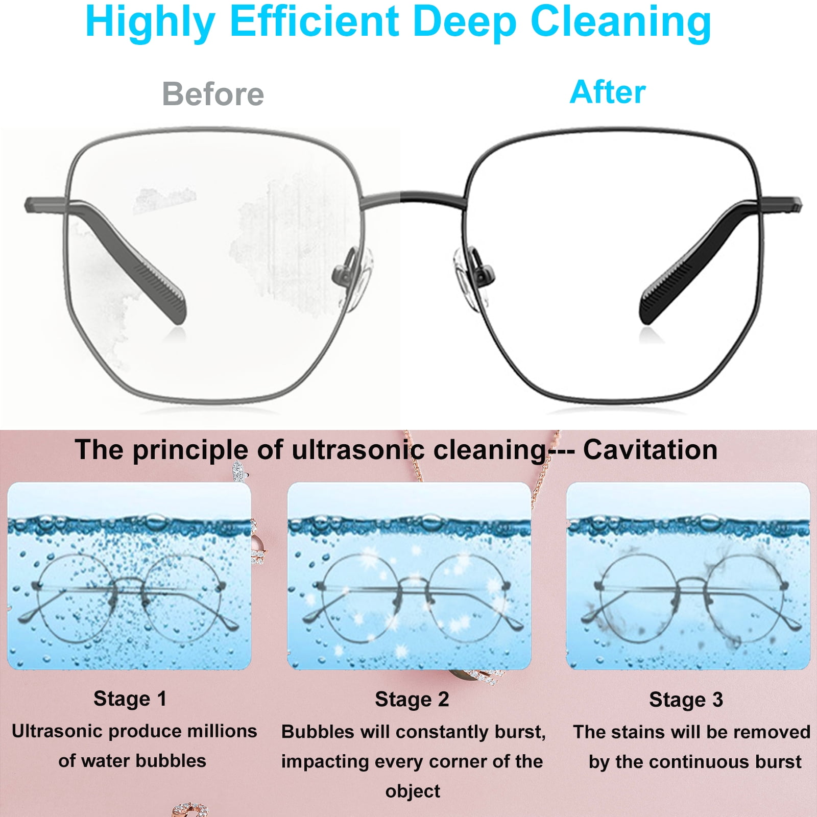 Jewlery Ultrasonic Cleaner, High Efficiency, 100 ml