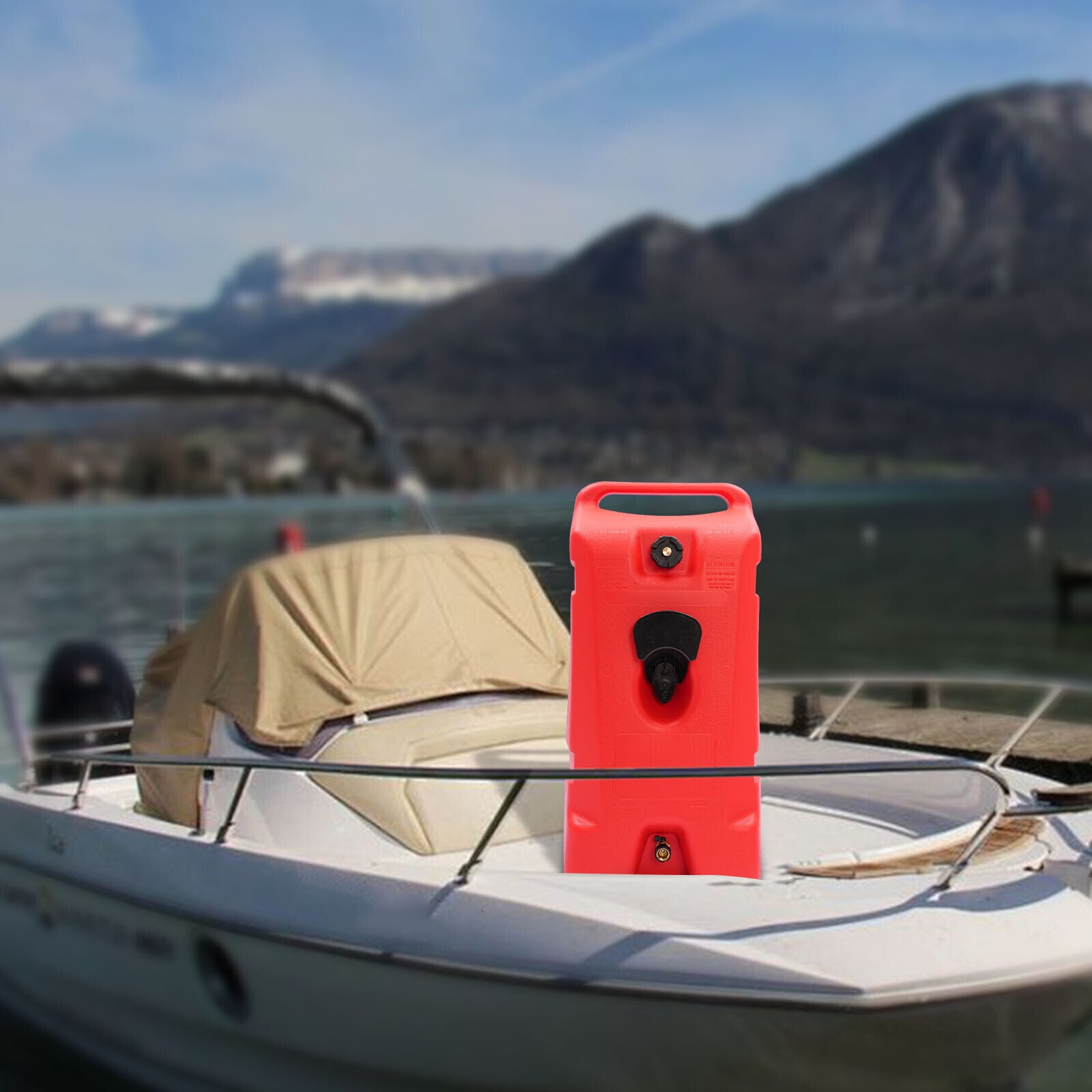 75L (19.8Gal) Marine Fuel Tank - Portable Red HDPE Gasoline Storage with 9.8ft Fuel Gun for Boats & Small Engines