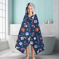 thumbnail image 6 of Baseball Football Pattern Hooded Bath Towel，60"x35" for Ages 3 To 12 Kids, Quick Dry Lightweight Soft Microfiber Hood Beach Towel Cover Up for Kids, 6 of 7