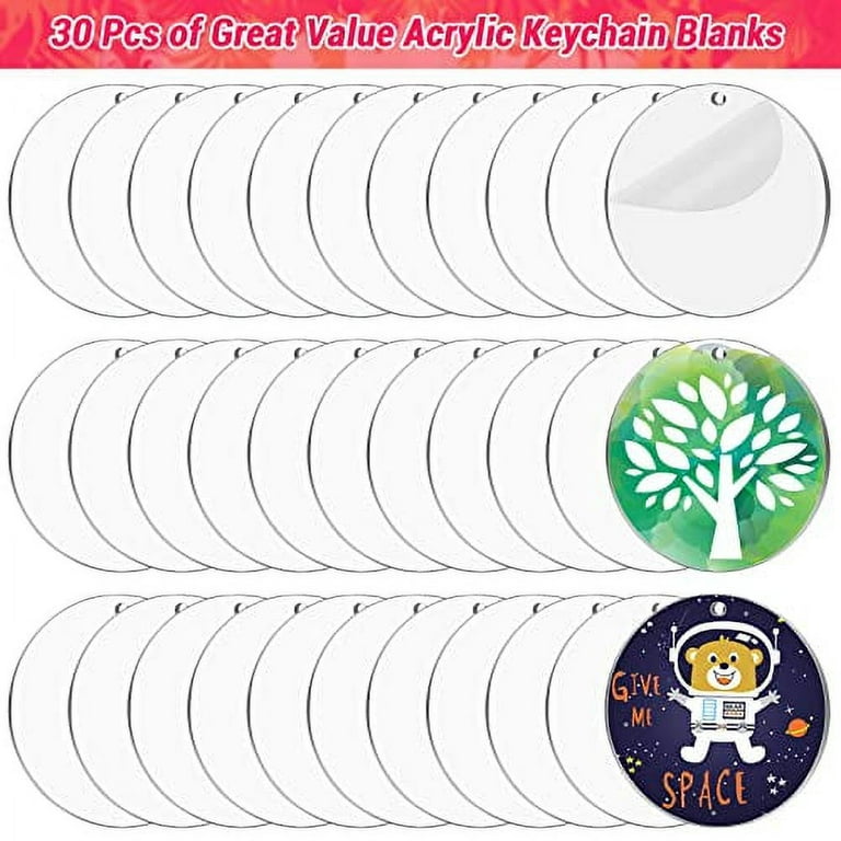 Cludoo 4 Inch Acrylic Ornaments Blanks 30pcs Clear Round Acrylic Ornament  Blanks