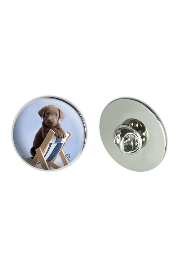 Lab Labrador Puppy Dog in Beach Lounger Chair Metal 1.1" Tie Tack Hat Lapel Pin Pinback