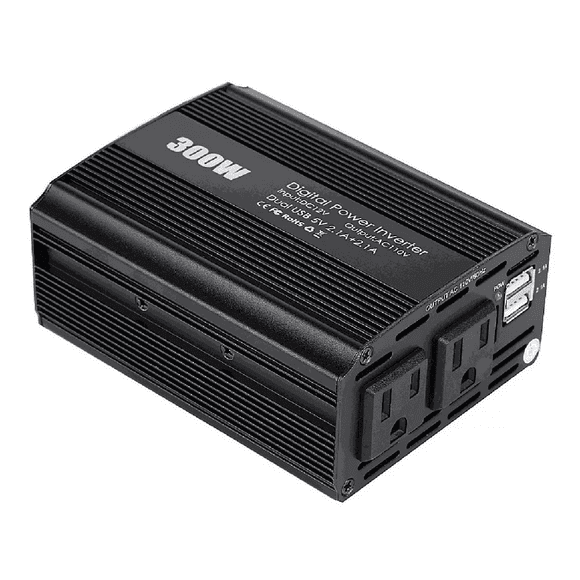 Inversor De Corriente Para Auto 12v A 110v 300w 2 Ca Y 2 Usb Negro