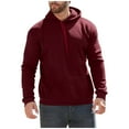 thumbnail image 3 of Wangmeiwg Mens Sweatshirts Men's Solid Color Hooded Sweater with Long Sleeves and Front Pocket for Autumn and Winter Comfort XL Red, 3 of 9