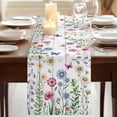 thumbnail image 3 of Table Runners 72 Inches Long Dress Scarves, Spring Floral Farmhouse Kitchen Table Runner, Coffee Tablerunners, Pink Blue Flowers Butterfly Wooden 16x72 Inch, 3 of 9