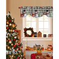 thumbnail image 4 of Snowman Christmas Tree Tie Up Valances Curtain, Winter Poinsettia Snowflake Plaid Adjustable Rod Pocket Short Window Treatment Tie Up Curtains Valances for Kitchen Living Room Bathroom 60x18 Inches, 4 of 9