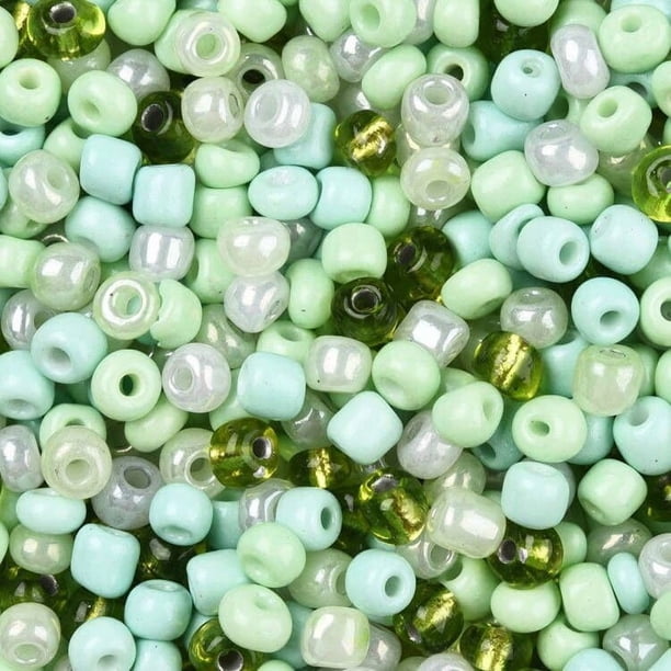 Cuentas de vidrio de 150 g, 4 mm, color verde pálido, 6/0, pequeñas cuentas redondas sueltas checas, para manualidades, collares y bisutería. Agujero: 1,4-1,5 mm.