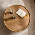 thumbnail image 4 of Modern Round Coffee Table Handcrafted Solid Wood Veneer with Mushroom Shape Fluted Design Sturdy Pedestal Base for Apartment Living Room, 4 of 7