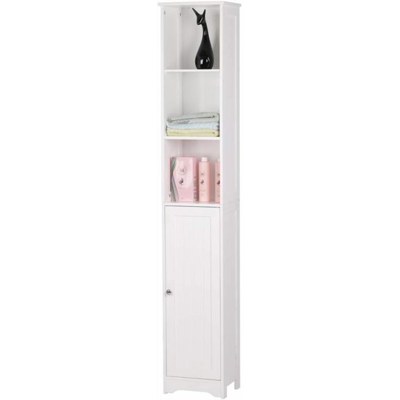 HarmonyStrings Modern Tall Bookcase Storage Cabinet,Freestanding Kitchen Pantry Storage Cabinet,Wooden Bookshelf Display Cabinet,with Doors,for Bedroom, Living Room (White）