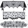 thumbnail image 3 of Halloween Decorations, 20 Pcs Happiwiz Halloween Round Tablecloth/ Table Runner/ Fireplace Mantel Scarf/ Lamp Shade Cover, Black Lace Spider Cobweb with 16 pcs Scary 3D Bat for Halloween Party Decor, 3 of 7