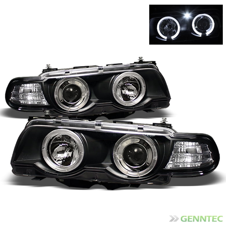 HID Model Only 19992001 BMW E38 7Series Twin Halo Projector Black Headlights Pair Left+Right