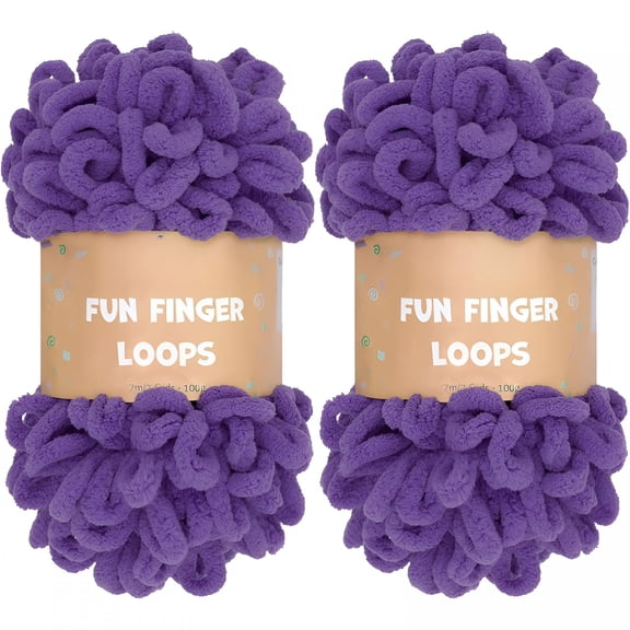 AUQ 2 Pack (7.6 yds, 3.5 oz Each Skein) Bulky Loop Yarn for Finger Knitting Soft, Off The Hook Loop Yarn, No-Needle Craft Chenille Yarn for Crocheting, Grey Tie Dye Hand-Knitting Yarn