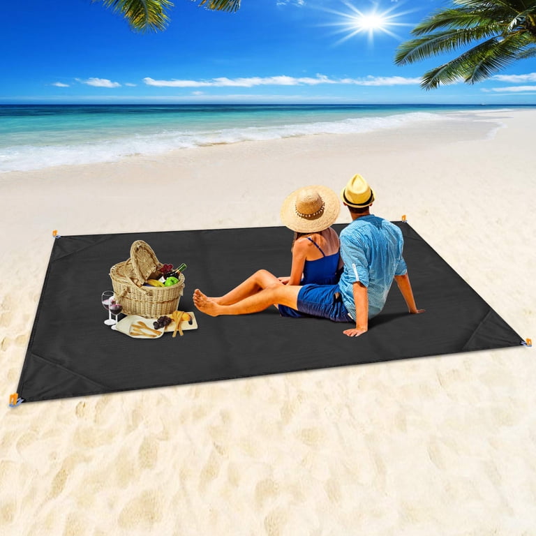 Sand-Free Pocket Beach Blanket – Compact, Waterproof, With 4 Tent Pegs & Carry Pouch, 55x70 Inch Picnic Mat For Travel & Festivals