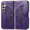 thumbnail image 2 of Butterfly Embossed Wallet Case for Samsung Galaxy A36 5G, PU Leather Flip Cover with Card Holder, Kickstand & Lanyard, Shockproof,,Deep purple,For Galaxy A36 (5G), 2 of 7
