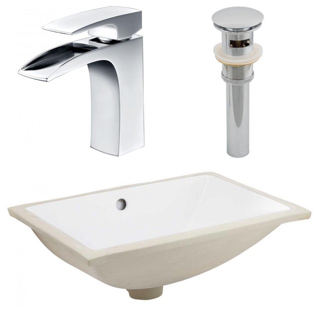 American Imaginations 20.75-in. W CSA Rectangle Bathroom Undermount Sink Set In White - Chrome Hardware - Overflow Drain Incl. AI-27121