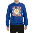 thumbnail image 2 of Wild Bobby Retro Better Together Daisy Smiley Face Checkered Background Vintage Unisex Crewneck Sweatshirt, Royal, 3X-Large, 2 of 6