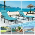 thumbnail image 5 of Kullavik Patio Chaise Lounge Sets Outdoor Armchair Recliner Rattan Adjustable Back 3 Pieces Cushioned Patio Folding Chaise Lounge with Folding Table - Blue, 5 of 8