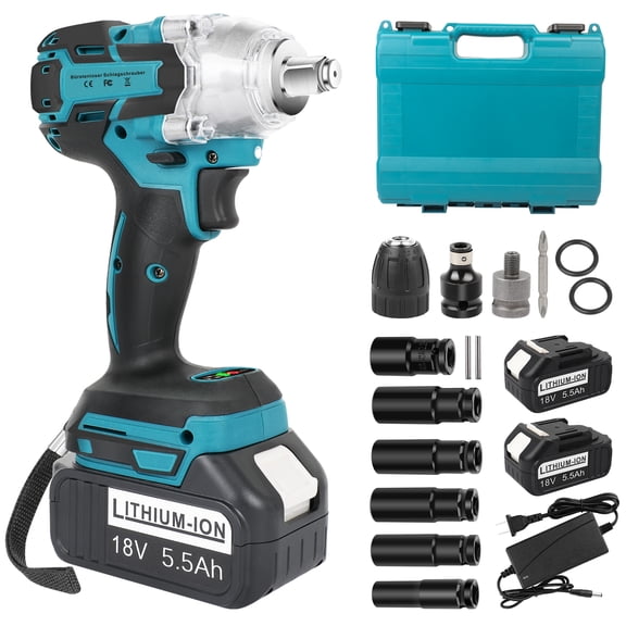 LabTEC Impact Wrench Cordless Brushless Power Impact Gun 21V 1/2'' 5.5Ah Battery 3200RPM & 550N.m Electric Impact Driver for Car Tires and Home