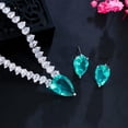 thumbnail image 6 of Chic Green CZ Big Drop Earring Necklace Set for Women Party Collection Jewellery, 6 of 9