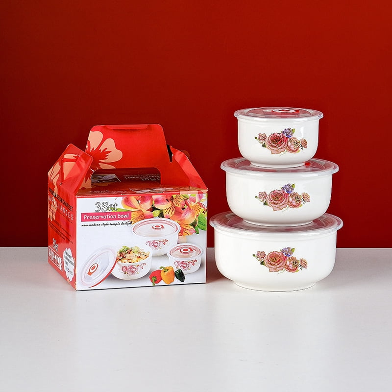 Ceramic Bowls with Lids, Set of 4 Airtight Food Storage Containers for Kitchen & Gifts