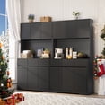 thumbnail image 6 of Bifanuo Kitchen Pantry Storage Cabinet, Large Buffet Cabinet with Power Outlets and Led Lights, 71'' Tall Kitchen Hutch Cabinet with Microwave Stand for Dining Room, Black, 6 of 7