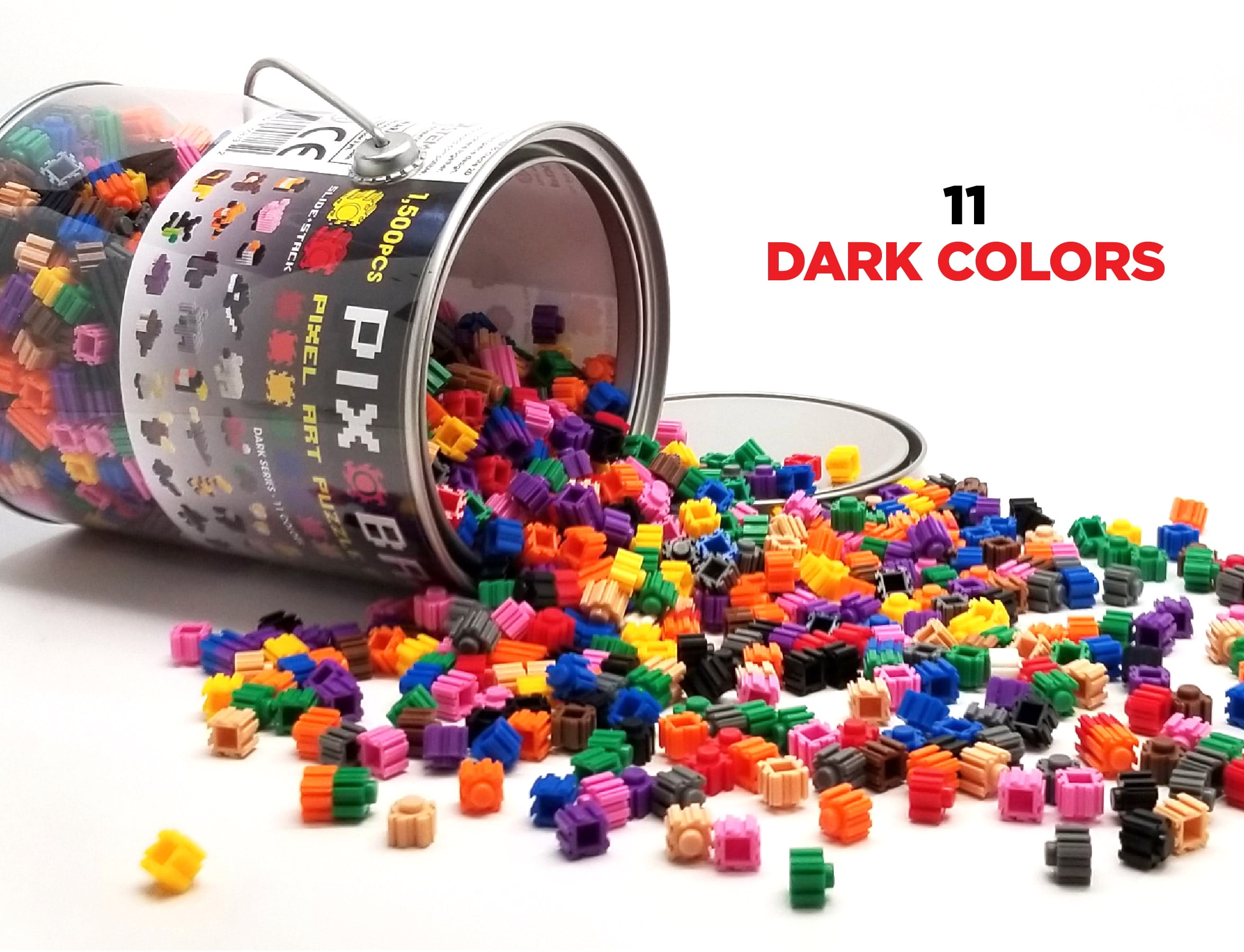  Pix Brix Pixel Art Puzzle Bricks – 6,000 Piece Pixel Art  Container, 12 Color Dark Palette – Interlocking Building Bricks, Create 2D  and 3D Builds Without Water or Glue – Stem