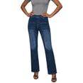 thumbnail image 2 of ClodeEU Women's High Waisted Straight Leg Jeans,Casual Stretch Slim Denim Pants Dark Blue,Womens Plus XXL, 2 of 8