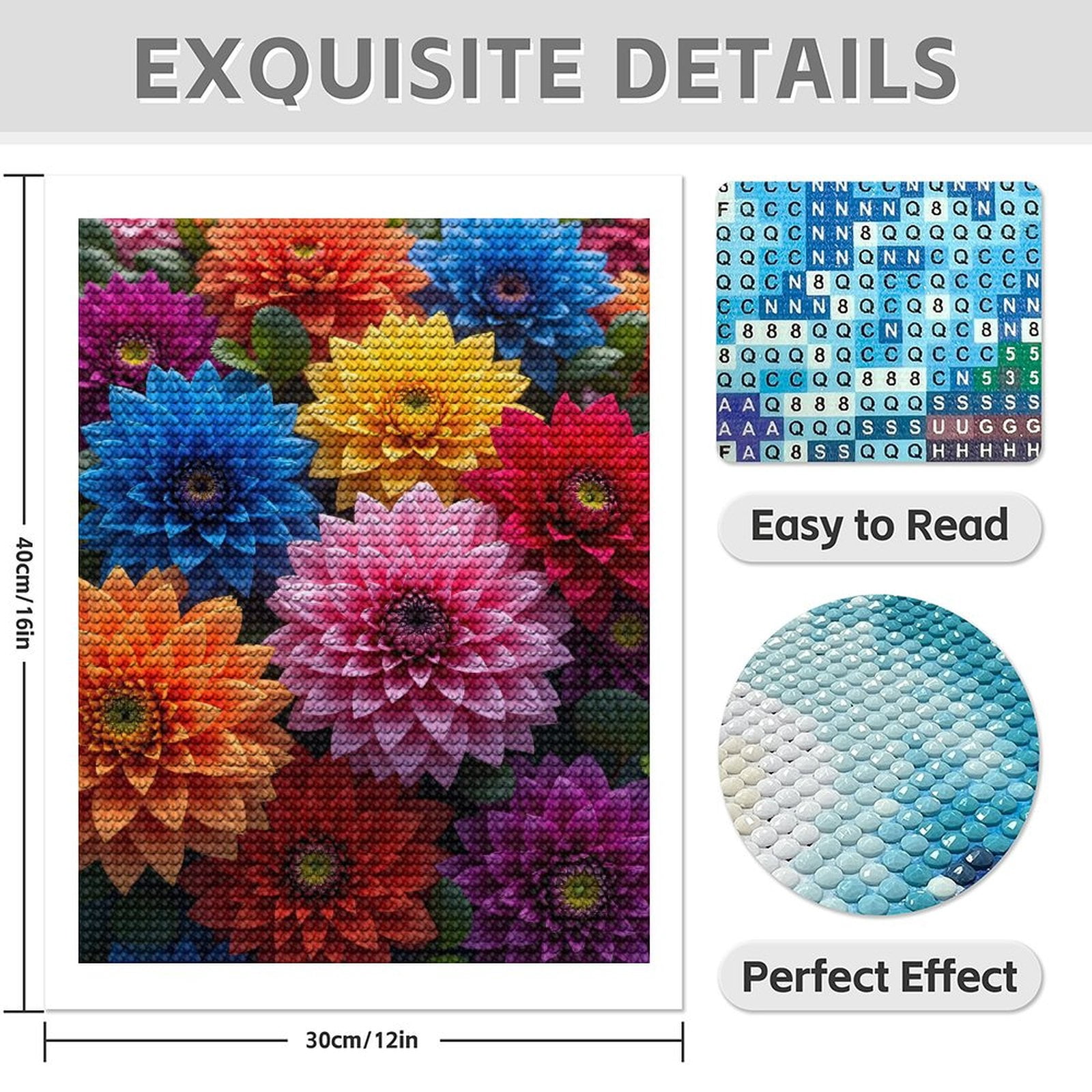 Diamond Art Kits for Adults - 5d Vibrant Colorful Blooming Flowers Diamond Painting for Adults, Diamond Art for Adults Beginners, Diamond Painting Kits for Adults for Home Wall Decor