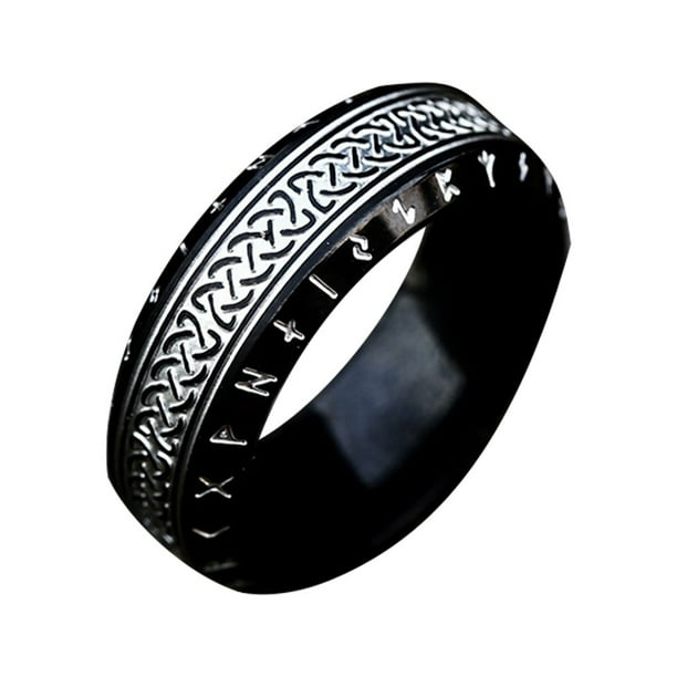 Sonducket Anillo de acero vintage unisex para personas a la moda Anillo para hombres Regalos para amigos Anillos Todo negro 8 Type3 NO3