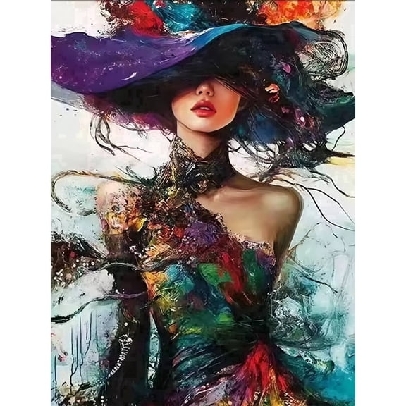 BYGFHLYW Woman Art Craft Diamond Art Painting Kits,Full Round Dril Gem art Kits,Home Wall Decor 13.8*13.9In