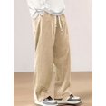 thumbnail image 5 of Mens Corduroy Casual Pants Fashion Loose Fit Wide Leg Straight Sweatpants Elastic Waist Drawstring Khaki XS, 5 of 9