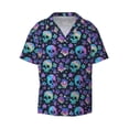 thumbnail image 5 of Picia Skull flower cute Men's Linen Shirts Short Sleeve Cuban Beach Shirts Casual Shirts Button Down Shirt for Men Beach Summer Wedding Shirt-Medium, 5 of 7