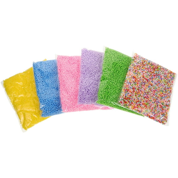 WORGEOUS 6 Bags Diy Foam Bead Kit Craft Foam Bead Filler Micro Beads For Crafts Craft Foam Bead Kit Foam Beads For Kids Diy Colorful Children'S Beads
