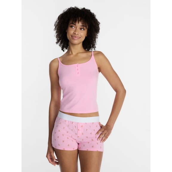 No Boundaries Women’s Cloud Core Sleepwear Cami and boxer set, Sizes XXS – 3X