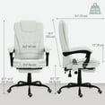 thumbnail image 3 of Vinsetto Massage Office Chair, Linen Fabric Desk Chair w/ Footrest, White, 3 of 10