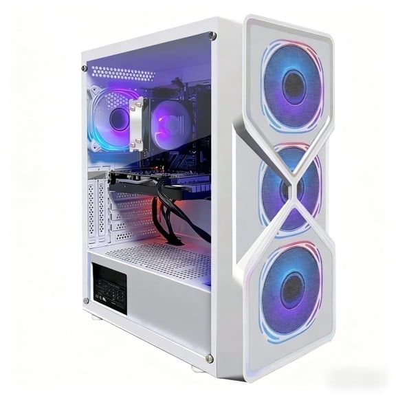 STGAubron Gaming Desktop PC, AMD Ryzen 5 5500 up to 4.2Ghz, RTX 3050 6G Graphics, 16G DDR4, 512GB Ssd, Wifi 6, BT 5.2, RGB Fan x4, Win 11 Home