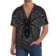 thumbnail image 1 of Balery Black Spider On Web 1 Camisa Casual de Manga Corta con Botones para Hombre, Texturizada, Estilo Cubano, para Playa, Verano-X-Large, 1 of 5