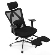SIHOO Recliner Computer Office Chair with Adjustable S-Shaped Ergonomic Backrest, Retractable Footrest and Headrest, for Relaxing & Working, Black