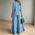 thumbnail image 5 of Women’s Office 2 Piece Set, V Neck Long Sleeve Top and Wide Leg Pants Elegant Outfit, 5 of 6