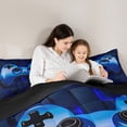 thumbnail image 6 of Feelyou Cartoon Gamepad Child Bedding Comforter Set, Blue Stereoscopic Square Twin Comforter Sets, Video Game Controller Reversible Bedding Set, Microfiber Bedroom Decor, 2pcs, 6 of 9