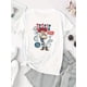 thumbnail image 2 of Camiseta gráfica de Jessie la Vaquera: camiseta informal de manga corta y cuello redondo para mujer, suave y cómoda, con un divertido diseño de "Solo estoy aquí por los bocadillos", perfecta para ocas, 2 of 6