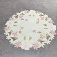 thumbnail image 3 of Elegant Round Lace Coasters Set of 4 Pink Flower Pattern Dish Mats 30cm Diameter Polyester Dining Accessories, 3 of 11
