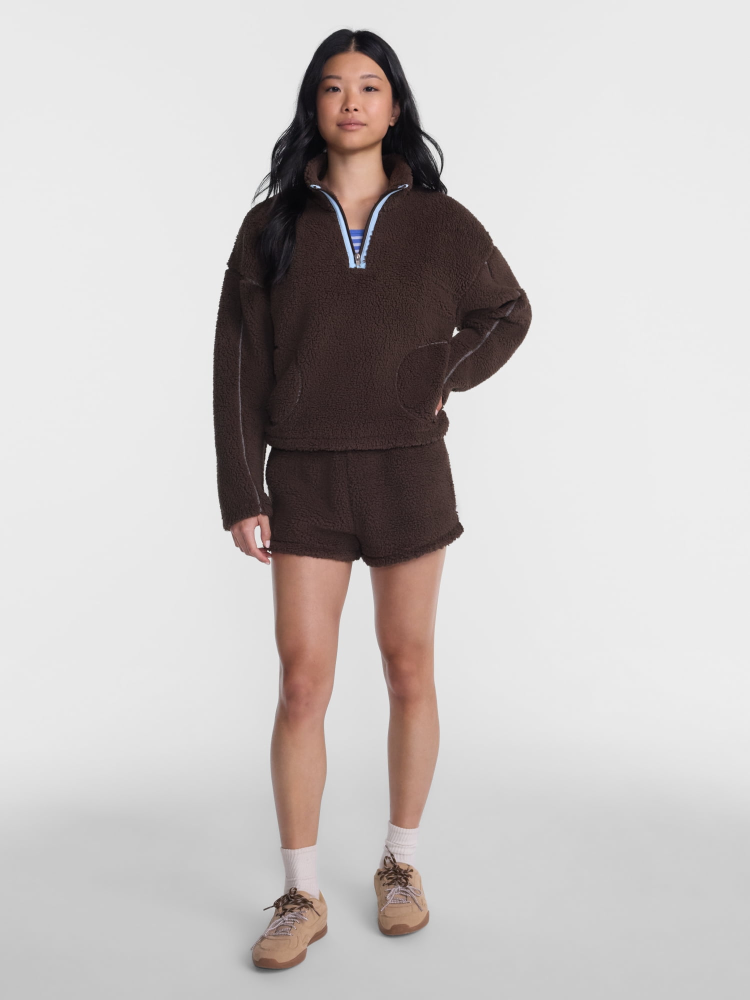 No Boundaries Faux Shearling Plush Shorts, 2.5'' Inseam, Women's XXS-XXL