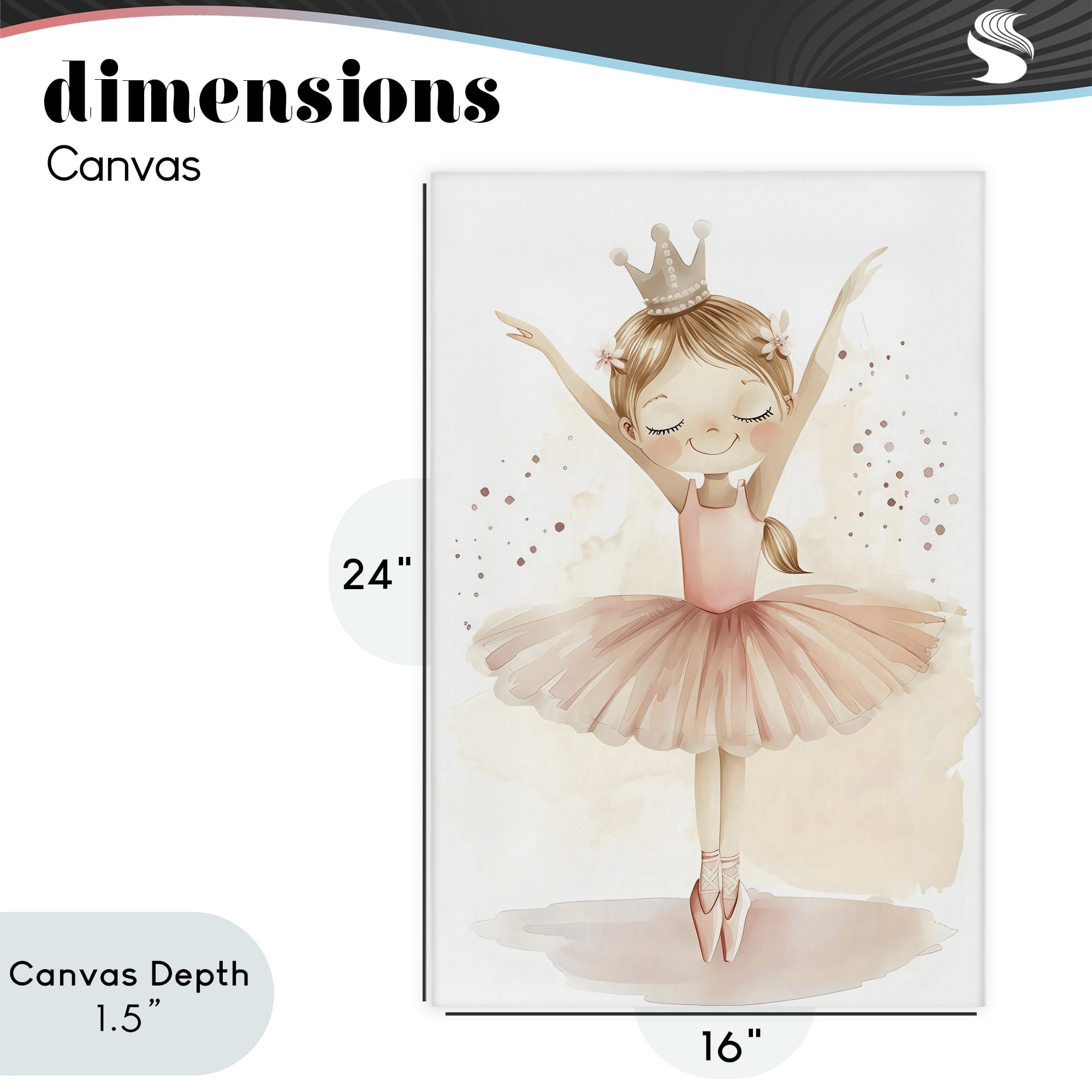 Stupell Industries Crowned Ballerina with Flowers Canvas Wall Art, design by Creative Studio