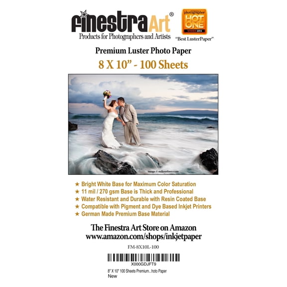 8" X 10" Premium Luster Inkjet Photo Paper - 100 Sheets