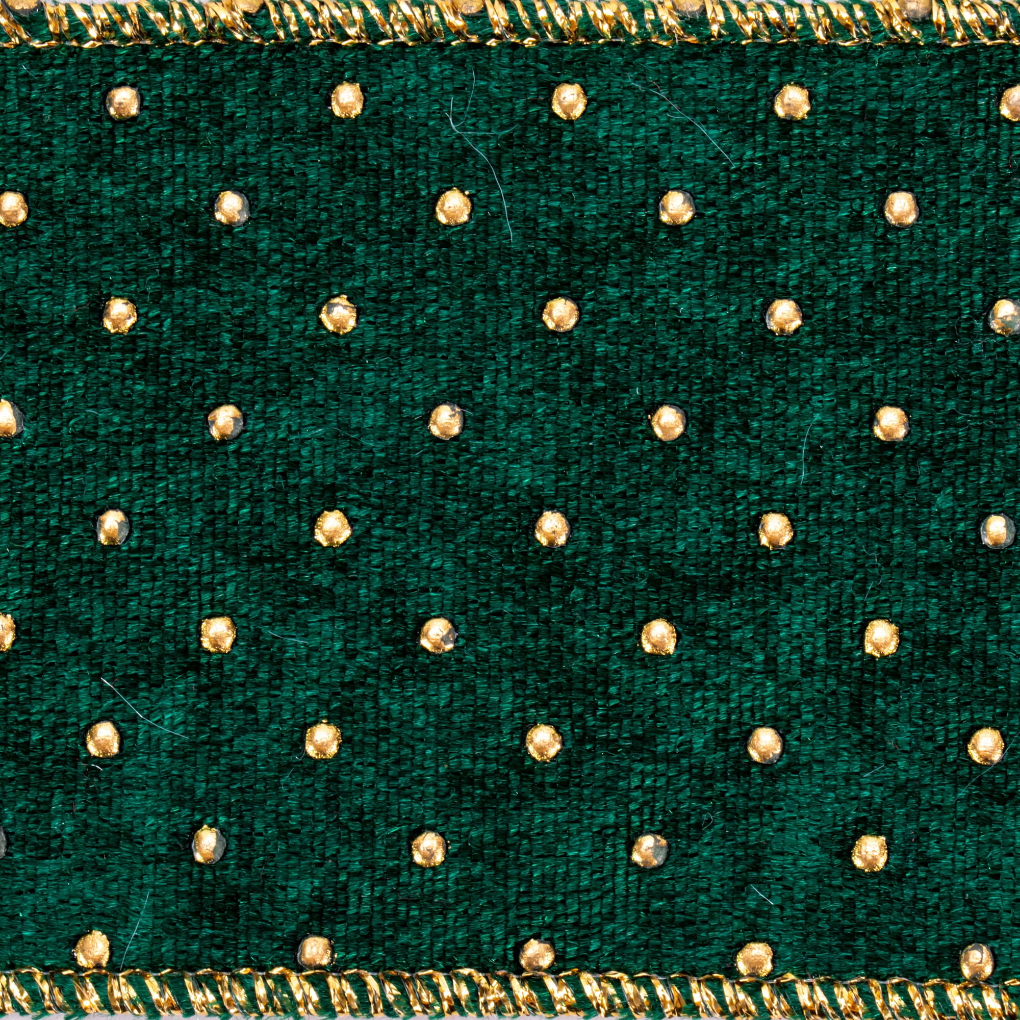 Vickerman 2.5" x 10 Yards Green with Gold dots Ribbon