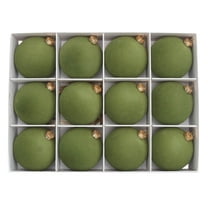 Red Velvet Christmas Ball Ornaments with Golden Top, Burgundy Xmas Tree Ball Decorations, Flat Finish Holiday Ball Ornament (6 cm / 2.4 inch) Wedding Party Decor (Army Green)