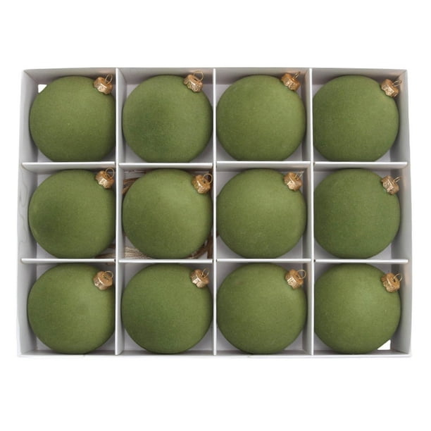 12 Bolas Navideñas de Terciopelo Flocado | Adornos Navideños de Plástico Marrón de 6 Cm con Cuerdas para Colgar | Decoración Festiva para El Hogar y Fiestas