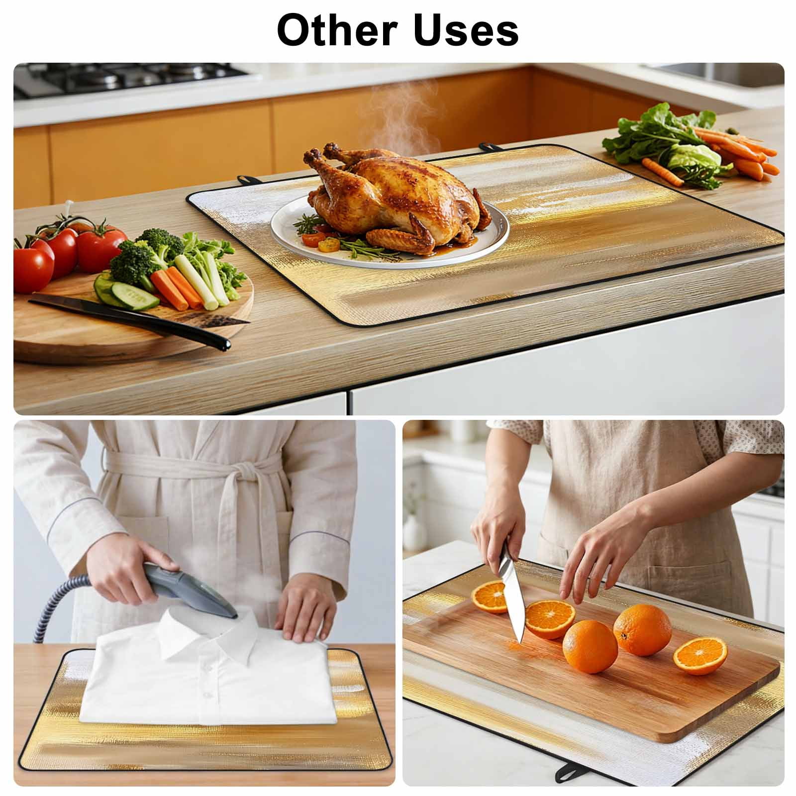 Yellow Beige Stove Top Cover for Electric Stove, Heat-proof & Non Slip Glass Top Stove Cover Protector, Modern Oil Painting Abstract Art Kitchen Flat Cooktop Rubber Mat 24x21 Inches